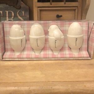 Rae Dunn Easter PEEP 4 Decorative Chick Egg Cups New In Box NWT